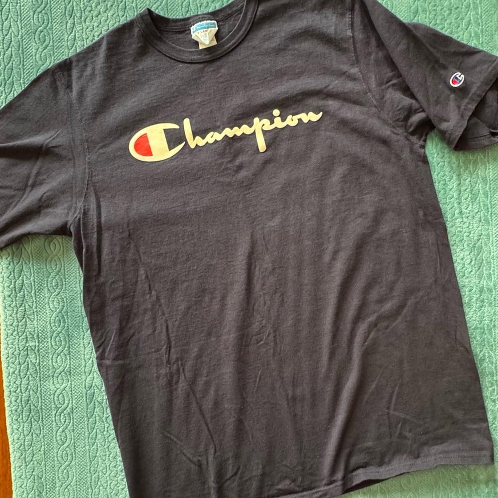 Champion Navy Tee with Red and Cream Accents
